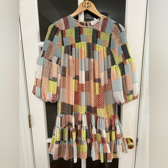 Cinq à Sept Patchwork Billowed Sleeve Rika Dress - Size 4 - NWT - Picture 3 of 10